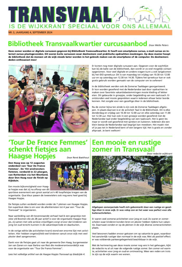 Omslag van Transvaalnieuws september 2024